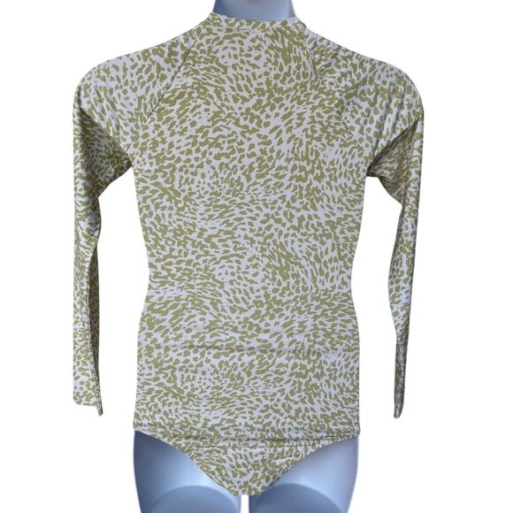 Sporti x Stef Corgel Lime Green Cheetah Print Long Sleeve Zip Front Swimsuit XL - Picture 6 of 12